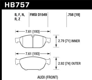 Audi A7 Quattro Brake Pads - Front - Hawk Performance - Performance Ceramic - `12-`16